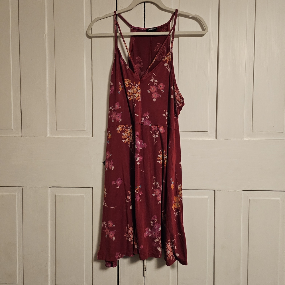 Express Burgundy Floral Dress